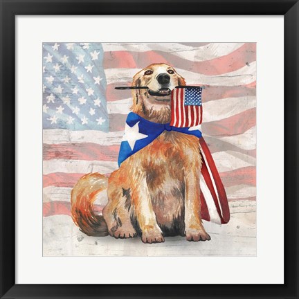 Framed Flag Waving Pup Print