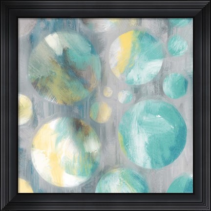 Framed Teal Bubbly Abstract Print