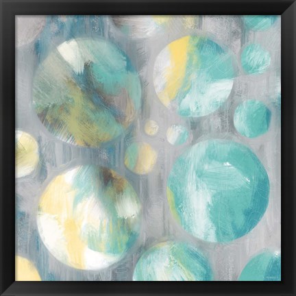 Framed Teal Bubbly Abstract Print