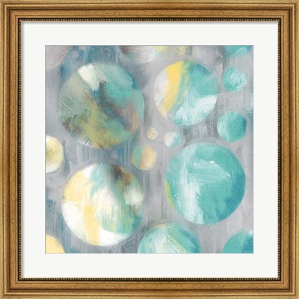 Framed Teal Bubbly Abstract Print