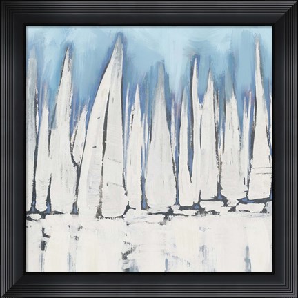 Framed White Sailboat Crowd II Print
