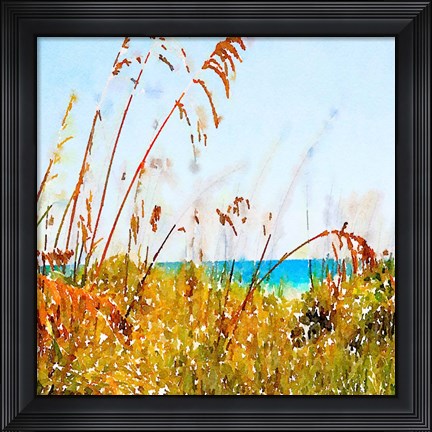 Framed Beach View Square Print