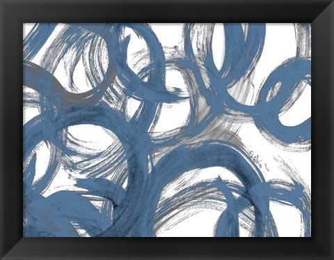 Framed Blue and Gray Strokes Print