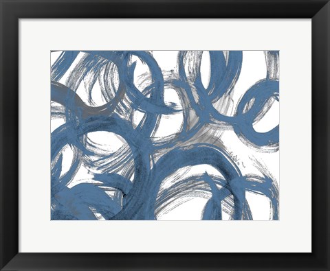 Framed Blue and Gray Strokes Print