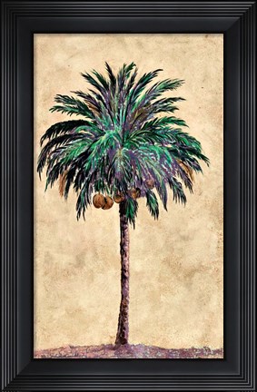 Framed Coconut Tribal Palm I Print