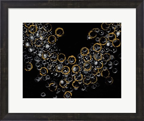 Framed Black and Gold Bubbles I Print