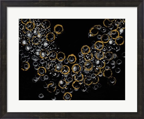 Framed Black and Gold Bubbles I Print