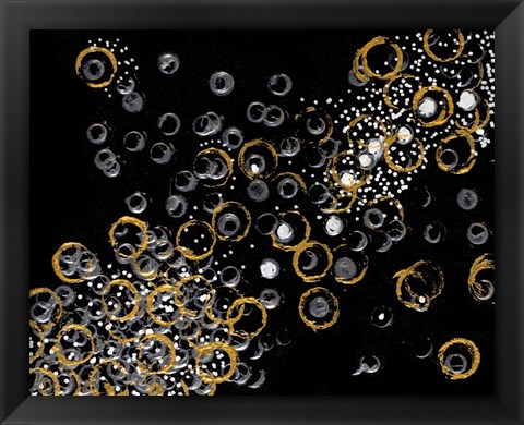 Framed Black and Gold Bubbles II Print