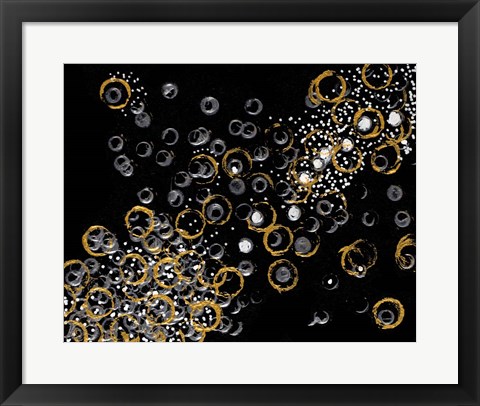 Framed Black and Gold Bubbles II Print