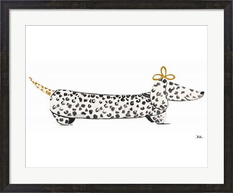 Framed Fashion Puppy on White II Print