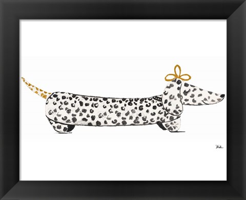 Framed Fashion Puppy on White II Print