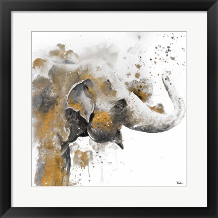 Framed Water Elephant with Gold Print