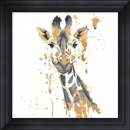 Framed Gold Water Giraffe Print