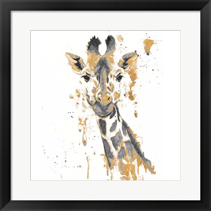 Framed Gold Water Giraffe Print