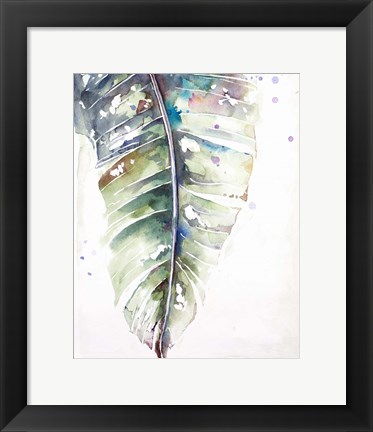 Framed Watercolor Plantain Leaves with Purple I Print
