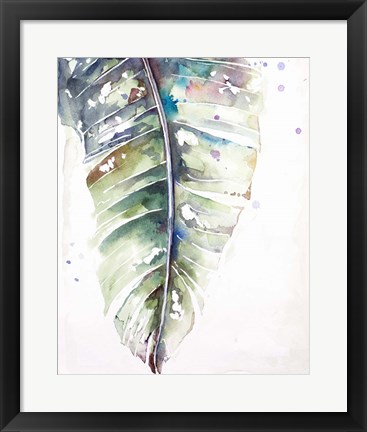 Framed Watercolor Plantain Leaves with Purple I Print