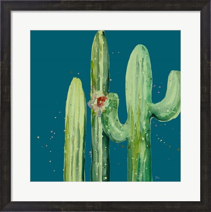 Framed Natural Desert Cactus On Blue II Print