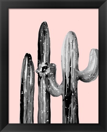 Framed Natural Desert Cactus On Blush Print