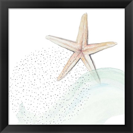 Framed Turquoise Ocean Treasure Star Print