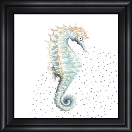 Framed Turquoise Seahorse Print