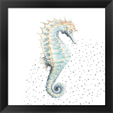 Framed Turquoise Seahorse Print