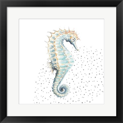 Framed Turquoise Seahorse Print