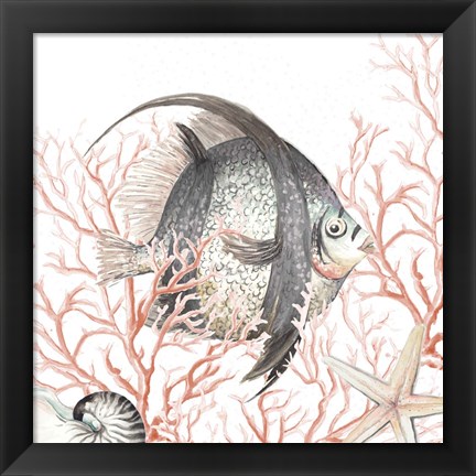 Framed Ocean Fish On Coral Print
