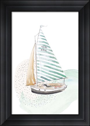 Framed Turquoise Sail Boat Print