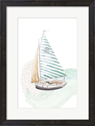 Framed Turquoise Sail Boat Print