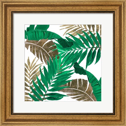 Framed Modern Jungle Leaves Close Up II Print