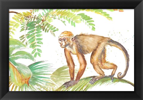 Framed Monkey Roaming In The Jungle Print