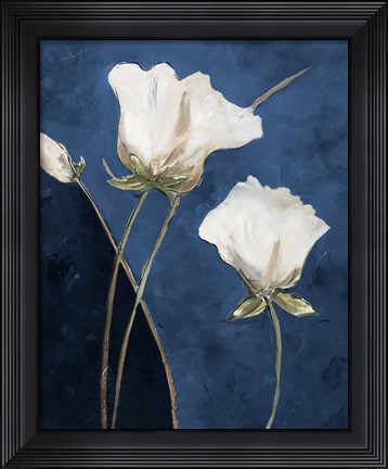 Framed Blooms On Blue Print
