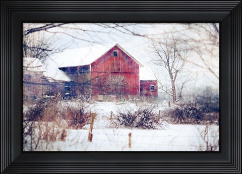 Framed Winter Barn Print