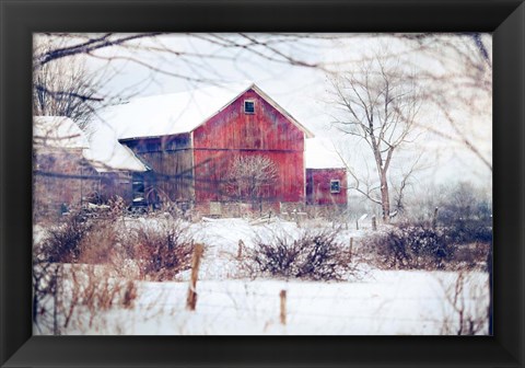 Framed Winter Barn Print