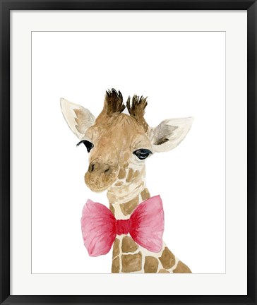 Framed Giraffe With Bow Print