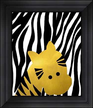 Framed Gold Baby Zebra Print