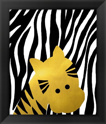 Framed Gold Baby Zebra Print