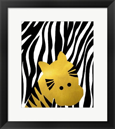 Framed Gold Baby Zebra Print