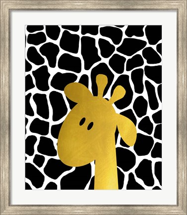 Framed Gold Baby Giraffe Print