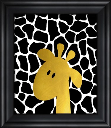 Framed Gold Baby Giraffe Print