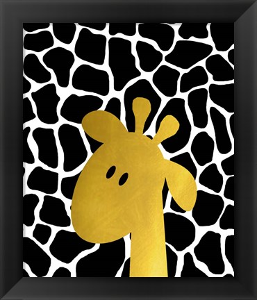 Framed Gold Baby Giraffe Print