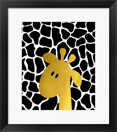 Framed Gold Baby Giraffe Print