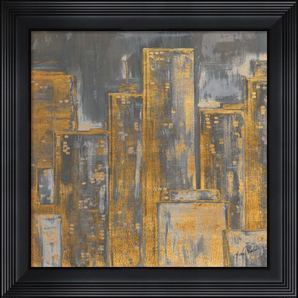 Framed Gold City Eclipse Square I Print
