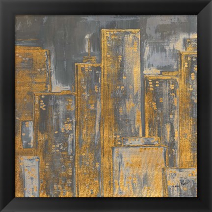 Framed Gold City Eclipse Square I Print