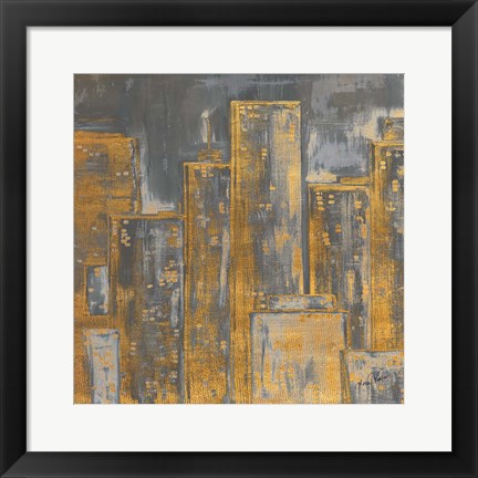 Framed Gold City Eclipse Square I Print