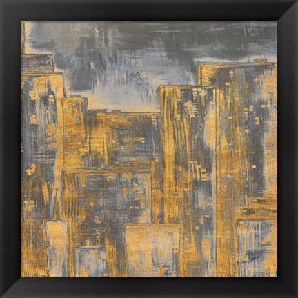 Framed Gold City Eclipse Square II Print