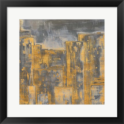 Framed Gold City Eclipse Square II Print