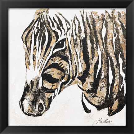 Framed Speckled Gold Zebra Print