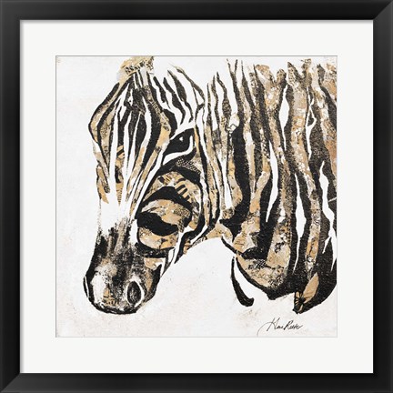 Framed Speckled Gold Zebra Print