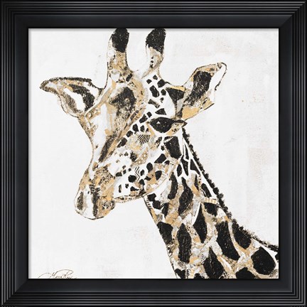 Framed Speckled Gold Giraffe Print